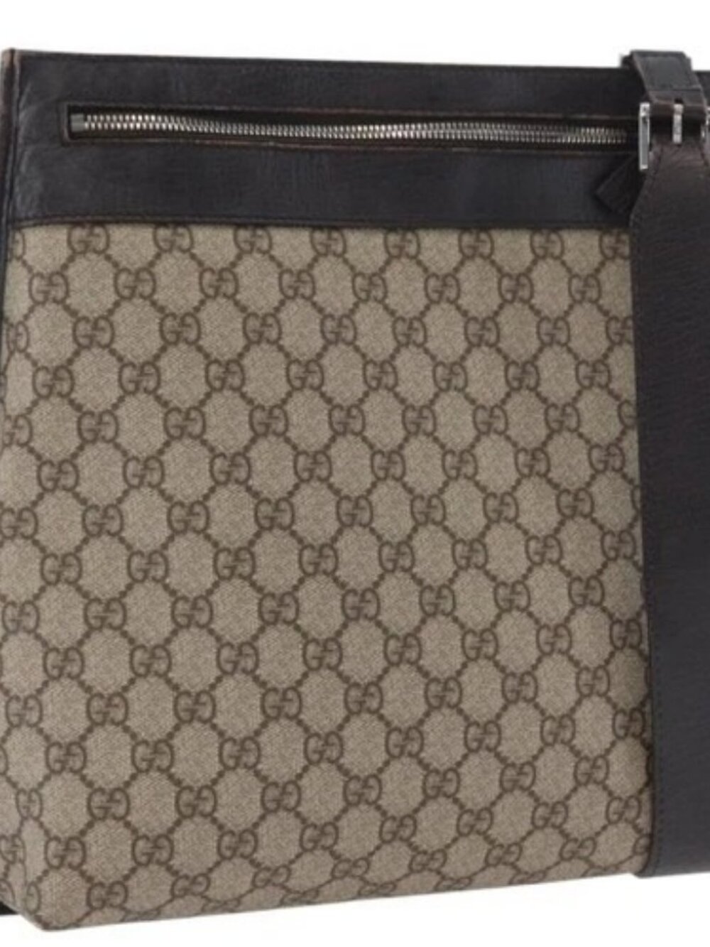 GUCCI GG Supreme Shoulder Bag PVC Beige Silver 92560 Auth ka2891 - Picture 1 of 16